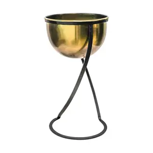 豪华金色成品花盆，带支架，用于家庭花园装饰花园器皿出售金属铁家庭酒店装饰