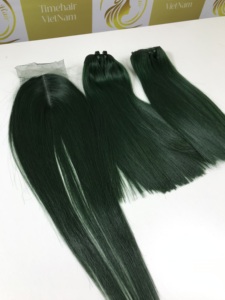 Pour Genius trame tisse perruques faisceaux haute qualité brut Double dessiné Vietnam Extensions de cheveux cheveux longs matière première couleur verte - Product Image 5