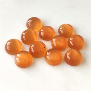 Haute qualité 2mm-50mm pêche pierre de lune verre synthétique Cabochon rond dos plat pierre précieuse en vrac pour la fabrication de bijoux - Product Image 4