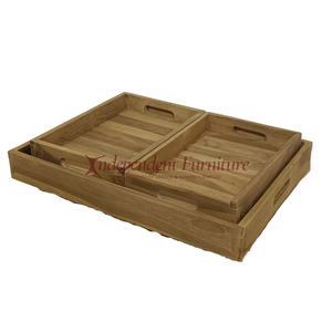 Modern Minimalist Teak Storage Tray <b>Set</b> 3 Natural Wood Organiser for <b>Serving</b> Food for Home Storage in Kitchen Table Desk Use - Product Image 1