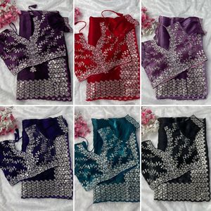 Saree en soie douce de haute qualité avec un travail de séquence lourde élégant chemisier fantaisie sur mesure tenue de fête de mariage pour les femmes - Product Image 2