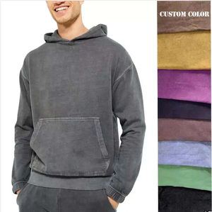 Sweats à capuche vintage 100% coton pour hommes Design vieilli délavé à l'acide 2025 Basics Teint uni pour les commandes en gros d'hiver à bas prix - Product Image 3