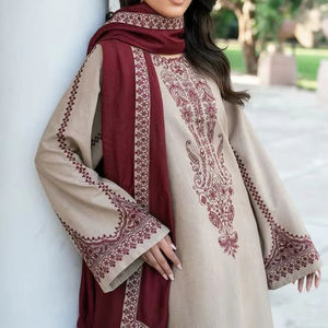 Traje Salwar Kameez de 3 Piezas de Algodón con Bordado, Sin Arrugas y con Protección Solar para Fiestas de Verano - Product Image 2