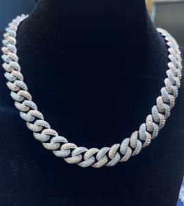 Cadena Cubana de Plata de Ley 925 Chapada en Oro con Moissanita VVS Estilo Popular, Joyería Masculina de Moda Hip Hop, India - Product Image 3