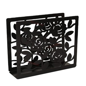 ที่ใส่กระดาษเช็ดปากและกระดาษเช็ดปากทำจากโลหะสีดำทนทานสำหรับตกแต่งที่ใส่กระดาษเช็ดปากขวดทำจากไม้ที่เก็บของในครัว - Product Image 1