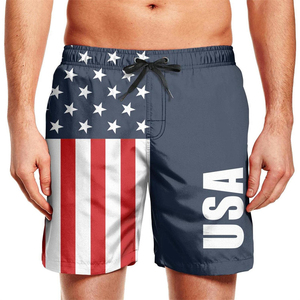 Shorts de bain pour hommes, style patriotique, imprimés en 3D, écologiques, antibactériens, en élasthanne/coton, décontractés, pour l'été, shorts de surf - Product Image 1