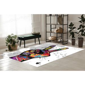 Tapis de peinture graffiti Peace Finger, tapis imprimé moderne pour espaces contemporains, tapis fin non tissé - Product Image 3