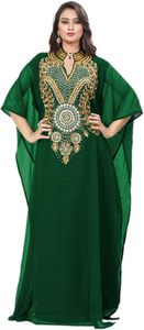 Caftán de noche con cuentas, cuello levantado, mangas largas, hombros hinchados, diseño abotonado para mujeres musulmanas, vestidos de cóctel de tela satinada - Product Image 5