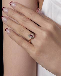 Bague de mariage traditionnelle en rubis et diamant en or pur 14 carats, diamant de laboratoire de taille ovale, bague en rubis, pierre de naissance de juillet, cadeau - Product Image 4