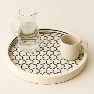 Plateau en os incrusté de qualité supérieure, écologique, avec motif floral complexe, pour table à manger ou cuisine, approvisionnement mondial depuis l'Inde - Product Image 3