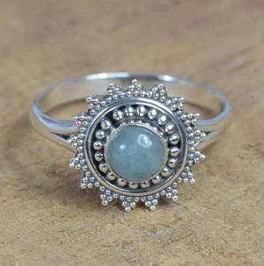 Genuine Aqua Chalcedony 6mm Bezel <b>Set</b> Handmade Solid 925 <b>Sterling</b> <b>Silver</b> Classic Wedding <b>Ring</b> for Women for Parties Fine Events - Product Image 1