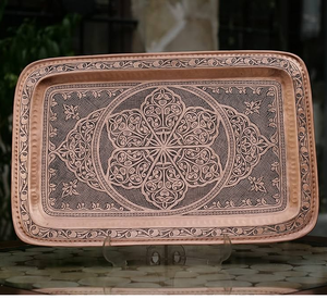 Bandeja de servicio de cobre Diseño brillante Nuevo diseño Bandeja de servicio de cobre puro Bandeja de forma rectangular - Product Image 5