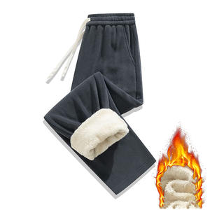 OEM Custom Logo Embroidery Printed <b>Men's</b> Plush Pants Thick Velvet Versatile Casual Sweatpants with <b>Loose</b> Fit - Product Image 6