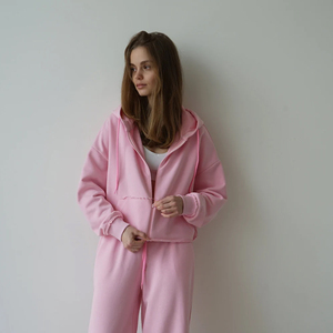 Sudadera con Capucha para Mujer, Diseño Desgastado, Antiarrugas, Transpirable, con Bolsillo Tipo Canguro, Letra 3D, con Cierre y Logotipo Personalizado - Product Image 3