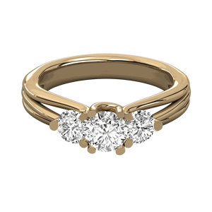 Bague de mariage en diamant rond à trois pierres pour elle - Product Image 1