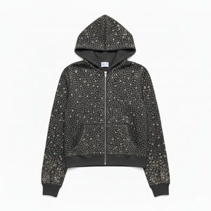 Custom Unisex <b>Rhinestone</b> Hoodie with Custom Logo Design Pullover Hip Hop <b>Jacket</b> 100% Cotton Winter - Product Image 5