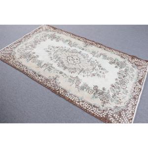 พรมตุรกีวินเทจขนาด 3.9x6.6 ฟุต พรมปูพื้น พรมขนสัตว์สีน้ำตาลน้ำเงินสไตล์โอเรียนทัล - Product Image 2