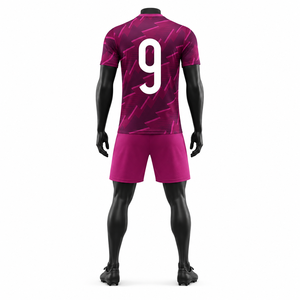 Uniforme de Fútbol Rosa Personalizado, Conjunto de Camiseta y Pantalones Cortos de Poliéster de Secado Rápido, Ropa Deportiva Transpirable para Entrenamiento de Equipo para Hombre - Product Image 2