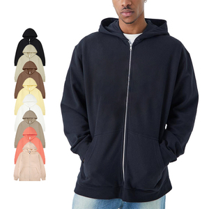Custom logo Zip up Hoodies 500 gsm Mens blank No <b>string</b> Hoodie with zipper custom embroidery heavy weight Hoodies for OEM ODM - Product Image 1