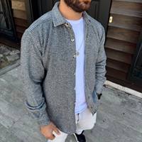 Chemise-veste Homme Smart Casual à Manches Longues Boutonnée Streetwear Légère Anti-plis avec Poches