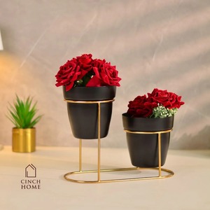 แจกันและกระถางดอกไม้โลหะเคลือบผงเคลือบผิวเหมาะสำหรับตกแต่งบ้านอย่างมีสไตล์และของตกแต่งห้องระดับพรีเมียม - Product Image 2