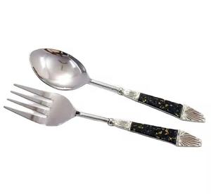 Poignée circulaire en cuillères de service en bois pour décor de salle à manger Serveur de salade de table Vente chaude Nouveaux couverts Couverts - Product Image 6