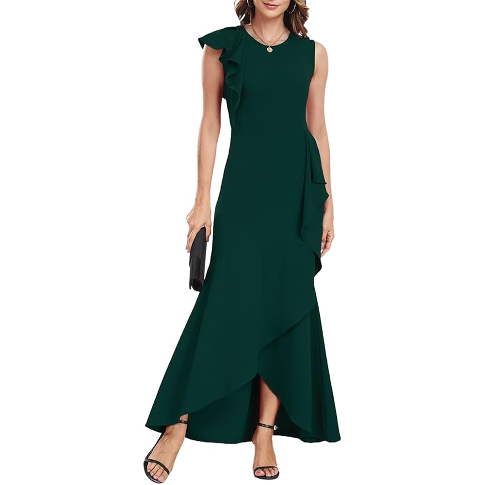 chinese dress ladies Zapaka Women Pink Long Wedding Guest Dress A Line Off The Shoulder Lace Up Back Formal Dress with Slit, Pink / US14