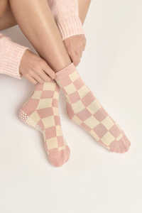 Bulk Custom Pilates Grip Socks Checkered Square Pattern Non <b>Slip</b> Yoga Socks Women Girls for Gym Wear Pilates Studios - Product Image 3