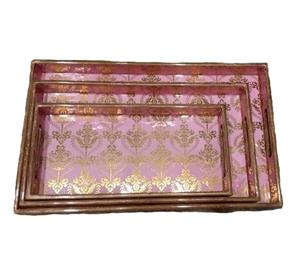 Juego de Bandejas Decorativas de MDF con Estampado Floral Esmaltado para Decoración del Hogar, Desayuno, Bodas y Regalos de Inauguración de Casa - Product Image 1