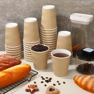 Taza de papel a base de agua de 5 oz respetuosa con el medio ambiente, taza de papel de café para llevar, taza de papel de pared simple ondulada desechable con tapas - Product Image 2