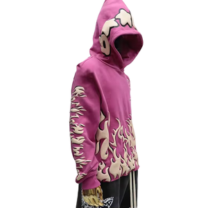 Sweat à capuche surdimensionné et lourd en éponge française de haute qualité, sweats à capuche personnalisés avec logo d'impression sérigraphique pour hommes - Product Image 3