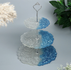 Soporte de resina de 3 niveles para postres de pastel, círculo redondo con soporte de latón para pastel de resina decorativo de boda de la India - Product Image 3