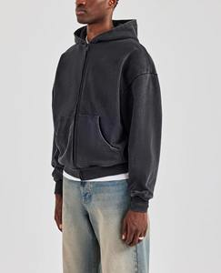 Sweat à capuche à fermeture éclair personnalisé Vintage Boxy Fit Sun délavé pour hommes vente en gros fabricants de pulls à fermeture éclair baggy lavés à l'acide pour hommes - Product Image 2