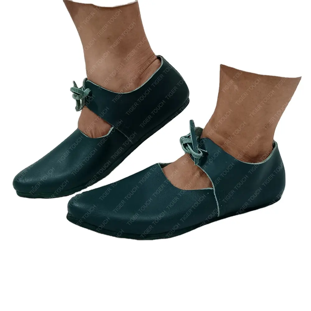 Sepatu kulit sol atas kulit coklat sepatu gaya Viking wanita dengan satu pelat VIKING sepatu desain lebih tinggi TT-0887