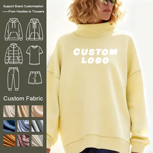 High Quality Custom Soft Fleece Cotton Screen Print Mock Neck Boxy Fit Pullover Sports Sweatshirt for Women - Product Image 3