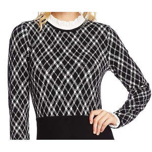 Abito da donna Cece nero a maniche lunghe, modello svasato in maglia, con bottoni decorativi, stile semplice ed elegante, silhouette dritta estiva, taglia M - Product Image 2