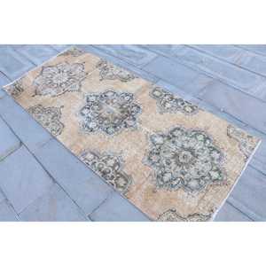 Alfombra Turca Vintage, Alfombra de 2.9x7 pies, Alfombra a Rayas Marrón y Azul - Product Image 2