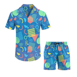 เสื้อชายหาดฮาวายลายดอกไม้วินเทจคอปกสูงทันสมัยสำหรับผู้ชายชุดสั้นมีการพิมพ์ดิจิตอลด้วยหน้าจอ DTF DTG - Product Image 5