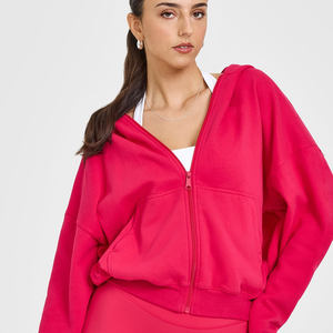 Vente chaude Berry Bloom femmes mi-poids fermeture éclair à capuche anti-rides et respirant sweats à capuche pour femme Gym sweat à capuche zippé - Product Image 1
