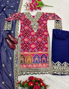 Wedding Wear Designer Top-Sarara avec Dupatta avec impression numérique - Product Image 4