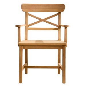 Chaise à dossier croisé en teck raffiné, confortable et écologique, pour l'extérieur, idéale pour jardin, patio, café, restaurant, terrasse - Product Image 2