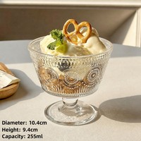 Vente en gros de tasses à dessert en verre modernes, 255 ml, à paroi simple, avec pied, pour la maison