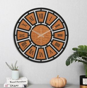 <b>Modern</b> Farmhouse Wall <b>Clock</b> Rustic Wooden Wall <b>Clock</b> Fancy Watch Vector Template Glow Forge Laser Cut with World Map Design - Product Image 5