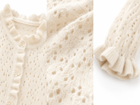 Nouveau Cardigan Tricoté Élégant et Tendance pour Femme 2026 – Col Montant Volanté, Dentelle Ajouree, Coupe Slim