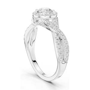 Bague de fiançailles halo avec diamant de laboratoire rond taille brillant de 0,19 carat, clarté VVS-VS EF, or 18 carats, 14 carats, 10 carats et argent 925, rose - Product Image 5