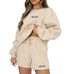 ชุดกางเกงขาสั้นสองชิ้นสำหรับผู้หญิงทุกเพศชุดสเวตเชิ้ตสเวตเตอร์สั้นชุดกางเกงวิ่งจ็อกเกอร์กางเกงขาสั้น2ชิ้นตามสั่ง - Product Image 1