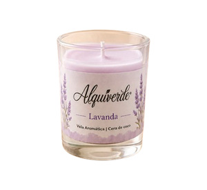 Bougie en pot rectangulaire écologique parfumée à la lavande Alquiverde 70g - Cire de noix de coco naturelle et parfum de qualité supérieure - Product Image 4