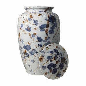 ถังเผาศพลายดอกไม้สีขาวโกศอะลูมิเนียมแบบพรีเมียมเคลือบเมนา220ขนาดใหญ่ที่ใส่ของชำร่วยกันซึมและแกะสลักได้ - Product Image 1