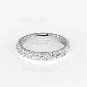 Lujoso anillo de aniversario de diamante Sparks Vista Pave en plata de ley 925 diseño trenzado intrincado joyería fina al por mayor - Product Image 6