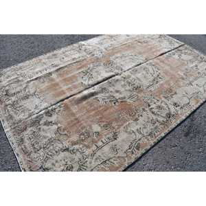 Vintage Turkish Rug, Large 5.5x8.8 ft (169x267 cm) Rug, <b>Brown</b> Persian <b>Wool</b> Rug - Product Image 1